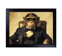 Cushioned Lap Tray with Bean Bag Base for Laptop & Eating - Monkey in His Suit Design | Padded Lap Desk for Sofa, Bed & Work | Portable TV Dinner & Breakfast Tray, Easy Clean Surface