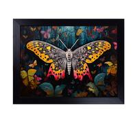 Cushioned Lap Tray with Bean Bag Base for Laptop & Eating - Moth Pop Art No.2 Design | Padded Lap Desk for Sofa, Bed & Work | Portable TV Dinner & Breakfast Tray, Easy Clean Surface