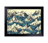 Cushioned Lap Tray with Bean Bag Base for Laptop & Eating - Mountain Illustration Design | Padded Lap Desk for Sofa, Bed & Work | Portable TV Dinner & Breakfast Tray, Easy Clean Surface