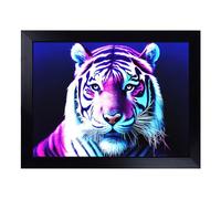 Cushioned Lap Tray with Bean Bag Base for Laptop & Eating - Neon Tiger Design | Padded Lap Desk for Sofa, Bed & Work | Portable TV Dinner & Breakfast Tray, Easy Clean Surface