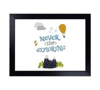 Cushioned Lap Tray with Bean Bag Base for Laptop & Eating - Never Stop Exploring Typography Quote Design | Padded Lap Desk for Sofa, Bed & Work | Portable TV Dinner & Breakfast Tray, Easy Clean