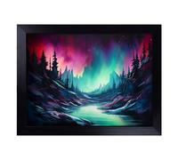 Cushioned Lap Tray with Bean Bag Base for Laptop & Eating - Northern Lights Contemporary Design | Padded Lap Desk for Sofa, Bed & Work | Portable TV Dinner & Breakfast Tray, Easy Clean Surface