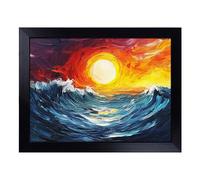 Cushioned Lap Tray with Bean Bag Base for Laptop & Eating - Ocean Sunset Vol.2 Design | Padded Lap Desk for Sofa, Bed & Work | Portable TV Dinner & Breakfast Tray, Easy Clean Surface