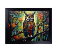 Cushioned Lap Tray with Bean Bag Base for Laptop & Eating - Owl Art Deco No.2 Design | Padded Lap Desk for Sofa, Bed & Work | Portable TV Dinner & Breakfast Tray, Easy Clean Surface