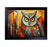 Cushioned Lap Tray with Bean Bag Base for Laptop & Eating - Owl Cubism Design | Padded Lap Desk for Sofa, Bed & Work | Portable TV Dinner & Breakfast Tray, Easy Clean Surface