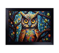 Cushioned Lap Tray with Bean Bag Base for Laptop & Eating - Owl Hard Edge Design | Padded Lap Desk for Sofa, Bed & Work | Portable TV Dinner & Breakfast Tray, Easy Clean Surface