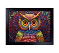 Cushioned Lap Tray with Bean Bag Base for Laptop & Eating - Owl Op Art Design | Padded Lap Desk for Sofa, Bed & Work | Portable TV Dinner & Breakfast Tray, Easy Clean Surface