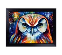 Cushioned Lap Tray with Bean Bag Base for Laptop & Eating - Owl Painting Vol.1 Abstract Design | Padded Lap Desk for Sofa, Bed & Work | Portable TV Dinner & Breakfast Tray, Easy Clean Surface