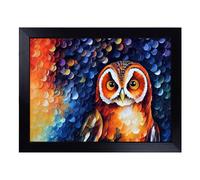 Cushioned Lap Tray with Bean Bag Base for Laptop & Eating - Owl Painting Vol.3 Abstract Design | Padded Lap Desk for Sofa, Bed & Work | Portable TV Dinner & Breakfast Tray, Easy Clean Surface