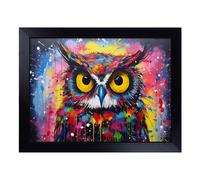 Cushioned Lap Tray with Bean Bag Base for Laptop & Eating - Owl Pop Art Design | Padded Lap Desk for Sofa, Bed & Work | Portable TV Dinner & Breakfast Tray, Easy Clean Surface