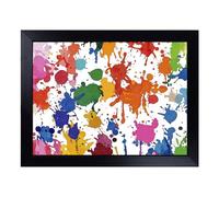 Cushioned Lap Tray with Bean Bag Base for Laptop & Eating - Paint Splash Abstract Vol.6 Design | Padded Lap Desk for Sofa, Bed & Work | Portable TV Dinner & Breakfast Tray, Easy Clean Surface