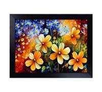 Cushioned Lap Tray with Bean Bag Base for Laptop & Eating - Painted Wildflowers Vol.6 Abstract Design | Padded Lap Desk for Sofa, Bed & Work | Portable TV Dinner & Breakfast Tray, Easy Clean