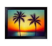 Cushioned Lap Tray with Bean Bag Base for Laptop & Eating - Palm Tree Sunset Vol.5 Design | Padded Lap Desk for Sofa, Bed & Work | Portable TV Dinner & Breakfast Tray, Easy Clean Surface