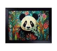 Cushioned Lap Tray with Bean Bag Base for Laptop & Eating - Panda Art Deco No.2 Design | Padded Lap Desk for Sofa, Bed & Work | Portable TV Dinner & Breakfast Tray, Easy Clean Surface