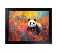 Cushioned Lap Tray with Bean Bag Base for Laptop & Eating - Panda Colour Field Design | Padded Lap Desk for Sofa, Bed & Work | Portable TV Dinner & Breakfast Tray, Easy Clean Surface