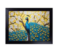 Cushioned Lap Tray with Bean Bag Base for Laptop & Eating - Peacock Pop Art Design | Padded Lap Desk for Sofa, Bed & Work | Portable TV Dinner & Breakfast Tray, Easy Clean Surface