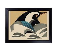 Cushioned Lap Tray with Bean Bag Base for Laptop & Eating - Penguin Art Deco Abstract Design | Padded Lap Desk for Sofa, Bed & Work | Portable TV Dinner & Breakfast Tray, Easy Clean Surface