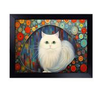 Cushioned Lap Tray with Bean Bag Base for Laptop & Eating - Persian Cat Abstract No.2 Design | Padded Lap Desk for Sofa, Bed & Work | Portable TV Dinner & Breakfast Tray, Easy Clean Surface