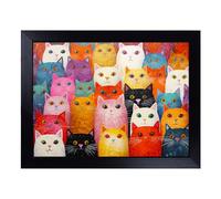 Cushioned Lap Tray with Bean Bag Base for Laptop & Eating - Persian Cat Abstract No.3 Design | Padded Lap Desk for Sofa, Bed & Work | Portable TV Dinner & Breakfast Tray, Easy Clean Surface