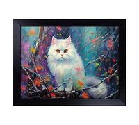 Cushioned Lap Tray with Bean Bag Base for Laptop & Eating - Persian Cat Action Design | Padded Lap Desk for Sofa, Bed & Work | Portable TV Dinner & Breakfast Tray, Easy Clean Surface