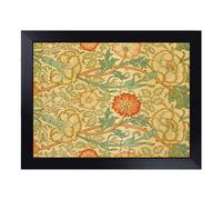 Cushioned Lap Tray with Bean Bag Base for Laptop & Eating - Pink And Rose Print By William Morris Pattern Design | Padded Lap Desk for Sofa, Bed & Work | Portable TV Dinner & Breakfast Tray