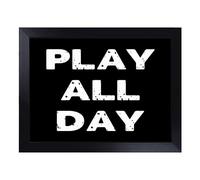 Cushioned Lap Tray with Bean Bag Base for Laptop & Eating - Play All Day Typography Quote Design | Padded Lap Desk for Sofa, Bed & Work | Portable TV Dinner & Breakfast Tray, Easy Clean Surface