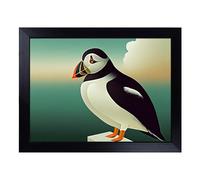 Cushioned Lap Tray with Bean Bag Base for Laptop & Eating - Pleasant Puffin Bird Design | Padded Lap Desk for Sofa, Bed & Work | Portable TV Dinner & Breakfast Tray, Easy Clean Surface