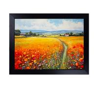 Cushioned Lap Tray with Bean Bag Base for Laptop & Eating - Poppy Field Colour Field Design | Padded Lap Desk for Sofa, Bed & Work | Portable TV Dinner & Breakfast Tray, Easy Clean Surface