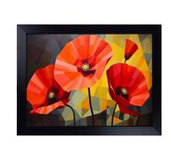 Cushioned Lap Tray with Bean Bag Base for Laptop & Eating - Poppy Flower Geometric Design | Padded Lap Desk for Sofa, Bed & Work | Portable TV Dinner & Breakfast Tray, Easy Clean Surface