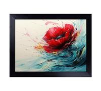 Cushioned Lap Tray with Bean Bag Base for Laptop & Eating - Poppy Flower View Flower Design | Padded Lap Desk for Sofa, Bed & Work | Portable TV Dinner & Breakfast Tray, Easy Clean Surface