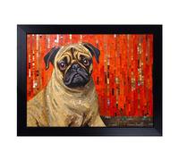 Cushioned Lap Tray with Bean Bag Base for Laptop & Eating - Pug Art Deco Design | Padded Lap Desk for Sofa, Bed & Work | Portable TV Dinner & Breakfast Tray, Easy Clean Surface