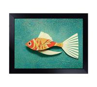 Cushioned Lap Tray with Bean Bag Base for Laptop & Eating - Quirky Fish Design | Padded Lap Desk for Sofa, Bed & Work | Portable TV Dinner & Breakfast Tray, Easy Clean Surface