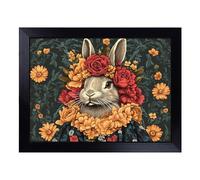 Cushioned Lap Tray with Bean Bag Base for Laptop & Eating - Rabbit Composition Design | Padded Lap Desk for Sofa, Bed & Work | Portable TV Dinner & Breakfast Tray, Easy Clean Surface