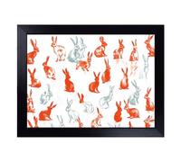 Cushioned Lap Tray with Bean Bag Base for Laptop & Eating - Rabbit Pattern Vol.1 Design | Padded Lap Desk for Sofa, Bed & Work | Portable TV Dinner & Breakfast Tray, Easy Clean Surface