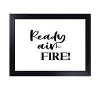 Cushioned Lap Tray with Bean Bag Base for Laptop & Eating - Ready Aim Fire Typography Quote Design | Padded Lap Desk for Sofa, Bed & Work | Portable TV Dinner & Breakfast Tray, Easy Clean