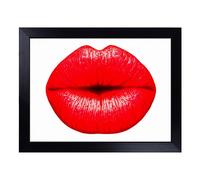 Cushioned Lap Tray with Bean Bag Base for Laptop & Eating - Red Lips Kiss Art Design | Padded Lap Desk for Sofa, Bed & Work | Portable TV Dinner & Breakfast Tray, Easy Clean Surface