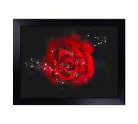 Cushioned Lap Tray with Bean Bag Base for Laptop & Eating - Red Rose In The Shadows Design | Padded Lap Desk for Sofa, Bed & Work | Portable TV Dinner & Breakfast Tray, Easy Clean Surface
