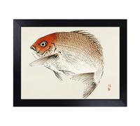 Cushioned Lap Tray with Bean Bag Base for Laptop & Eating - Red Seabream Fish By Kono Bairei Design | Padded Lap Desk for Sofa, Bed & Work | Portable TV Dinner & Breakfast Tray, Easy Clean