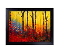 Cushioned Lap Tray with Bean Bag Base for Laptop & Eating - Reflective Autumn Forest Abstract Design | Padded Lap Desk for Sofa, Bed & Work | Portable TV Dinner & Breakfast Tray, Easy Clean