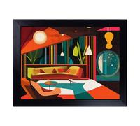 Cushioned Lap Tray with Bean Bag Base for Laptop & Eating - Retro Home Design Vol.1 Design | Padded Lap Desk for Sofa, Bed & Work | Portable TV Dinner & Breakfast Tray, Easy Clean Surface