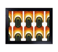 Cushioned Lap Tray with Bean Bag Base for Laptop & Eating - Retro Pattern Vol.8 Design | Padded Lap Desk for Sofa, Bed & Work | Portable TV Dinner & Breakfast Tray, Easy Clean Surface