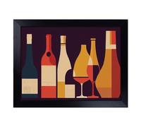 Cushioned Lap Tray with Bean Bag Base for Laptop & Eating - Retro Wine Bottle Art Vol.2 Design | Padded Lap Desk for Sofa, Bed & Work | Portable TV Dinner & Breakfast Tray, Easy Clean Surface