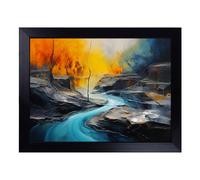 Cushioned Lap Tray with Bean Bag Base for Laptop & Eating - River Abstract Design | Padded Lap Desk for Sofa, Bed & Work | Portable TV Dinner & Breakfast Tray, Easy Clean Surface