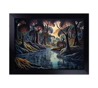 Cushioned Lap Tray with Bean Bag Base for Laptop & Eating - River Art Deco Design | Padded Lap Desk for Sofa, Bed & Work | Portable TV Dinner & Breakfast Tray, Easy Clean Surface