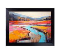 Cushioned Lap Tray with Bean Bag Base for Laptop & Eating - River Colour Field No.3 Design | Padded Lap Desk for Sofa, Bed & Work | Portable TV Dinner & Breakfast Tray, Easy Clean Surface