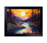 Cushioned Lap Tray with Bean Bag Base for Laptop & Eating - River Contemporary No.2 Design | Padded Lap Desk for Sofa, Bed & Work | Portable TV Dinner & Breakfast Tray, Easy Clean Surface