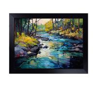 Cushioned Lap Tray with Bean Bag Base for Laptop & Eating - River Expressionism Design | Padded Lap Desk for Sofa, Bed & Work | Portable TV Dinner & Breakfast Tray, Easy Clean Surface