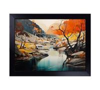 Cushioned Lap Tray with Bean Bag Base for Laptop & Eating - River Hard Edge Design | Padded Lap Desk for Sofa, Bed & Work | Portable TV Dinner & Breakfast Tray, Easy Clean Surface