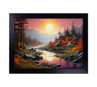 Cushioned Lap Tray with Bean Bag Base for Laptop & Eating - River Landscape Design | Padded Lap Desk for Sofa, Bed & Work | Portable TV Dinner & Breakfast Tray, Easy Clean Surface