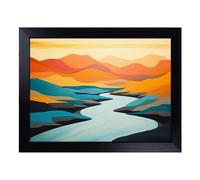 Cushioned Lap Tray with Bean Bag Base for Laptop & Eating - River Minimalism No.3 Design | Padded Lap Desk for Sofa, Bed & Work | Portable TV Dinner & Breakfast Tray, Easy Clean Surface